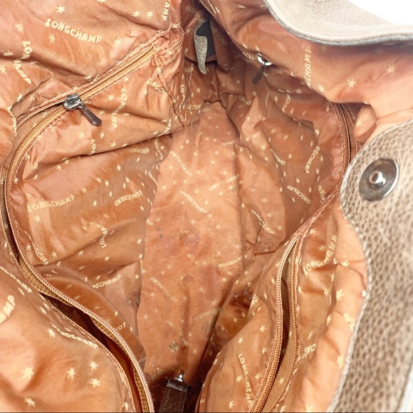 Longchamp | Cosmos Brown Pebbled Leather Hobo/Bucket Bag - Picture 9 of 16